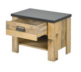 Nachttisch Stove in Used Wood hell und anthrazit Nachtkommode mit Schubkasten 60 x 46 cm