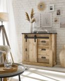 Kommode Stove in Used Wood hell und anthrazit Sideboard 93 x 91 cm
