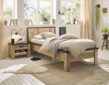 Schlafzimmer Set 2-teilig Stove in Used Wood hell und anthrazit mit Einzelbett Liegefl�che 90 x 200 cm und Nachttisch