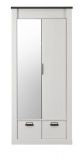 Kleiderschrank Stove in wei� Pinie und anthrazit Landhaus Dreht�renschrank 2-t�rig mit Spiegel 93 x 209 cm