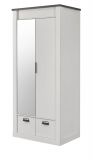 Kleiderschrank Stove in wei� Pinie und anthrazit Landhaus Dreht�renschrank 2-t�rig mit Spiegel 93 x 209 cm