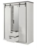 Kleiderschrank Stove in wei� Pinie und anthrazit Landhaus Schiebet�rent�renschrank 3-t�rig mit Spiegel 163 x 209