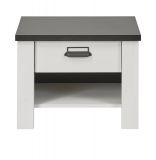 Nachttisch Stove in wei� Pinie und anthrazit Landhaus Nachtkommode mit Schubkasten 60 x 46 cm