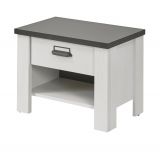 Nachttisch Stove in wei� Pinie und anthrazit Landhaus Nachtkommode mit Schubkasten 60 x 46 cm