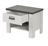 Nachttisch Stove in wei� Pinie und anthrazit Landhaus Nachtkommode mit Schubkasten 60 x 46 cm