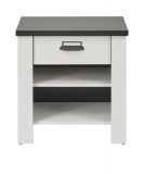 Nachttisch Stove in wei� Pinie und anthrazit Landhaus Nachtkommode mit Schubkasten in Komforth�he 60 x 61