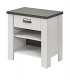 Nachttisch Stove in wei� Pinie und anthrazit Landhaus Nachtkommode mit Schubkasten in Komforth�he 60 x 61