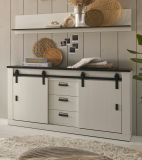 Sideboard Stove in wei� Pinie und anthrazit Landhaus Kommode 162 x 91 cm