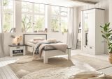 Schlafzimmer Set 2-teilig Stove in wei� Pinie Landhaus mit Einzelbett Liegefl�che 90 x 200 cm und Nachttisch
