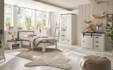 Schlafzimmer Set 2-teilig Stove in wei� Pinie Landhaus mit Einzelbett Liegefl�che 90 x 200 cm und Nachttisch