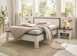 Schlafzimmer Set 3-teilig Stove in wei� Pinie Landhaus mit Einzelbett Liegefl�che 140 x 200 cm und 2 x Nachttisch