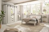 Schlafzimmer Set 3-teilig Stove in wei� Pinie Landhaus mit Einzelbett Liegefl�che 140 x 200 cm und 2 x Wandpaneel