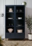 Vitrine Barina in blau Wohn- und Esszimmer Vitrinenschrank 100 x 183 cm