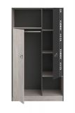 Parisot Kinder- und Jugendzimmer Fabric1 in Esche grau Set 4-teilig mit Stauraumbett, Kleiderschrank, Kommode und Nachttisch