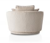Drehsessel Comfy in wollwei� Mega Cord XL, Loveseat 360� inklusive 3x Kissen