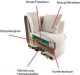 Drehsessel Comfy in wollwei� Mega Cord XL, Loveseat 360� inklusive 3x Kissen