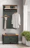 Garderobe Sitzbank Meadow in gr�n und Evoke Eiche Landhaus Garderobenbank und Schuhschrank 77 x 48 cm