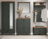 Garderobe Set 5-teilig Meadow in gr�n und Evoke Eiche Landhaus Garderobenkombination 261 x 198 cm