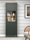 Vitrine Meadow in gr�n und Evoke Eiche Landhaus Vitrinenschrank inklusive LED Beleuchtung 69 x 198 cm
