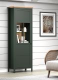 Vitrine Meadow in gr�n und Evoke Eiche Landhaus Vitrinenschrank inklusive LED Beleuchtung 69 x 198 cm