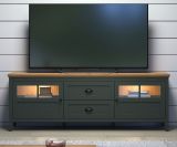 TV-Lowboard Meadow in gr�n und Evoke Eiche Landhaus TV Unterteil mit Komforth�he inklusive LED 184 x 64 cm