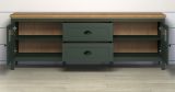 TV-Lowboard Meadow in gr�n und Evoke Eiche Landhaus TV Unterteil mit Komforth�he inklusive LED 184 x 64 cm