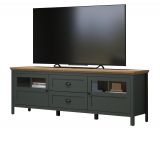 TV-Lowboard Meadow in gr�n und Evoke Eiche Landhaus TV Unterteil mit Komforth�he inklusive LED 184 x 64 cm