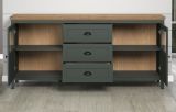 Sideboard Meadow in gr�n und Evoke Eiche Landhaus Wohn- und Esszimmer Kommode inklusive LED 185 cm