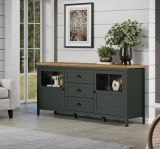 Sideboard Meadow in gr�n und Evoke Eiche Landhaus Wohn- und Esszimmer Kommode inklusive LED 185 cm