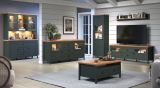 Sideboard Meadow in gr�n und Evoke Eiche Landhaus Wohn- und Esszimmer Kommode inklusive LED 185 cm