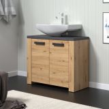 Waschbeckenunterschrank Jorik in Artisan Eiche und Matera grau Badezimmer Unterschrank 79 x 67 cm
