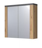 Badezimmer Spiegelschrank Jorik in Artisan Eiche und Grau, Badschrank 2-t�rig 79 x 78 cm