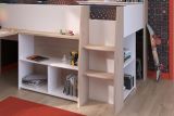 Parisot Hochbett Lucas in wei� und Eiche Kinder- und Jugendzimmer Bett mit Schreibtisch