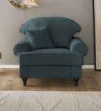 Sessel Adelina in blaugr�n Landhaus Loungesessel 110 cm