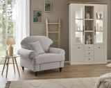 Sessel Adelina in hellgrau Landhaus Loungesessel 110 cm