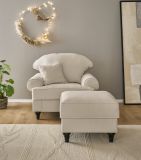 Sessel Set Adelina in beige Landhaus Loungesessel inklusive Hocker