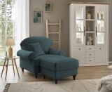 Sessel Set Adelina in blaugr�n Landhaus Loungesessel inklusive Hocker