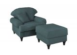Sessel Set Adelina in blaugr�n Landhaus Loungesessel inklusive Hocker
