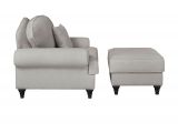 Sessel Set Adelina in hellgrau Landhaus Loungesessel inklusive Hocker