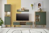 Highboard Juna in Salbei und Evoke Eiche Vitrine skandinavisch 90 x 134 cm