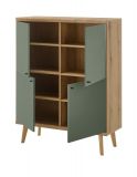 Highboard Juna in Salbei und Evoke Eiche Kommode skandinavisch 107 x 134 cm