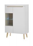 Highboard Isgard in wei� matt und Scandi Eiche Vitrine skandinavisch 90 x 134 cm