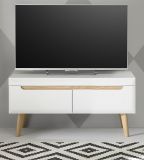 TV-Lowboard Isgard in wei� matt und Scandi Eiche TV Unterteil skandinavisch 107 x 50 cm