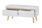 TV-Lowboard Isgard in wei� matt und Scandi Eiche TV Unterteil skandinavisch 107 x 50 cm