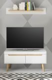 Wandboard Isgard in wei� matt und Scandi Eiche Wandregal skandinavisch 107 cm