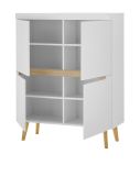 Highboard Isgard in wei� matt und Scandi Eiche Kommode skandinavisch 107 x 134 cm