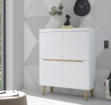 Highboard Isgard in wei� matt und Scandi Eiche Kommode skandinavisch 107 x 134 cm