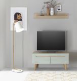 TV-Lowboard Isgard in Pistazie matt und Scandi Eiche TV Unterteil skandinavisch 107 x 50 cm