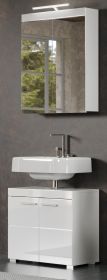 Badezimmer Badm�bel Set Adamo in wei� Hochglanz Badkombination 2-teilig 60 x 190 cm