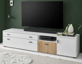 TV-Lowboard Merced in wei� matt und Evoke Eiche TV Unterteil 200 x 44 cm